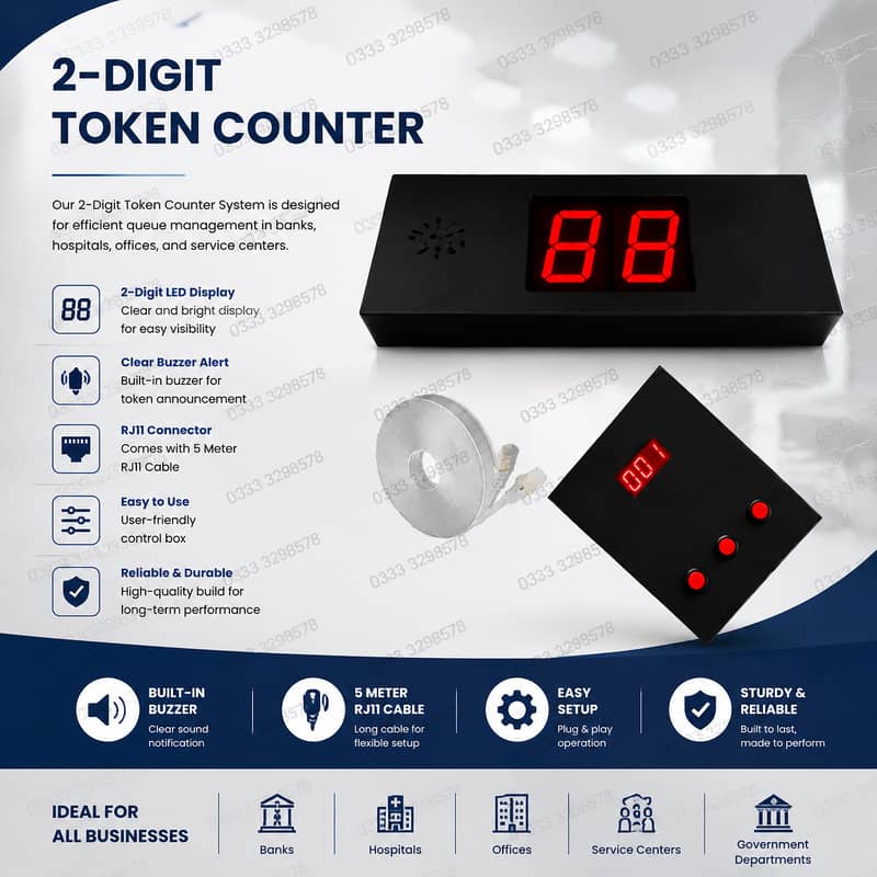 Queue Management System - Token Dispenser, Counter Display & Audio 3