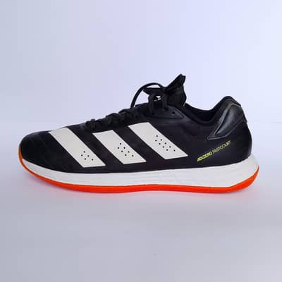 Size 10 Adidas Adizero Fastcourt Men Tennis Shoes, Black/White/Orange