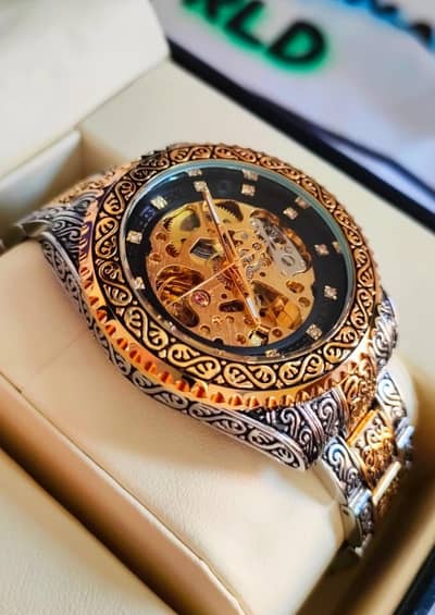 Twinnet engraved automatic watch || Watches for men