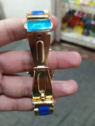 Iced Out Golden and blue Quartz Watch (Premium Quality)