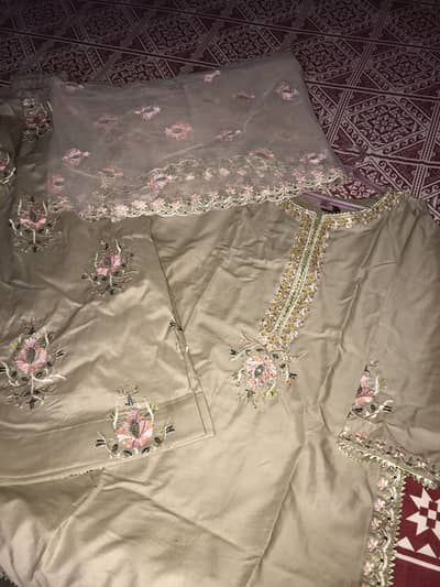 3piece embroided farshi shalwar set ethnic wear
