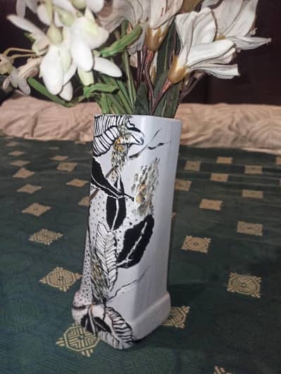 Hand Painted Pot and Artificial plant