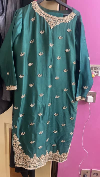 Beautiful handmade Green party wear dress