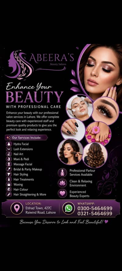 Professional Beauty Salon Services in Lahore