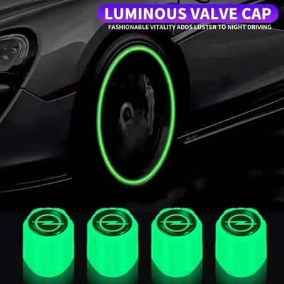 Luminous Wheel Valve Caps ABS Green 4-Piece Pack