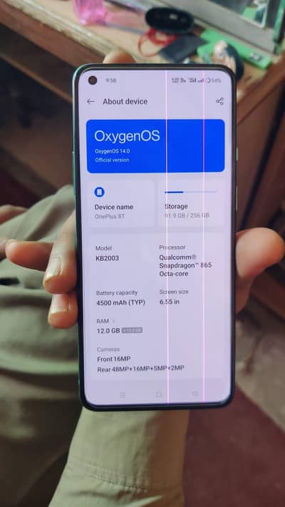 Argent sale OnePlus 8t panel main 2 line hai sath original charger hai