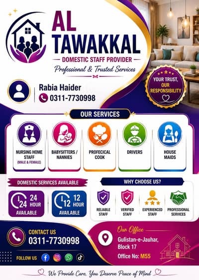 House maid/babysitter/ Patient attendant/ Drivers/Cooks