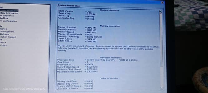 dell latitude E6400| 3gb ram| battery ok|original charger|core 2 duo