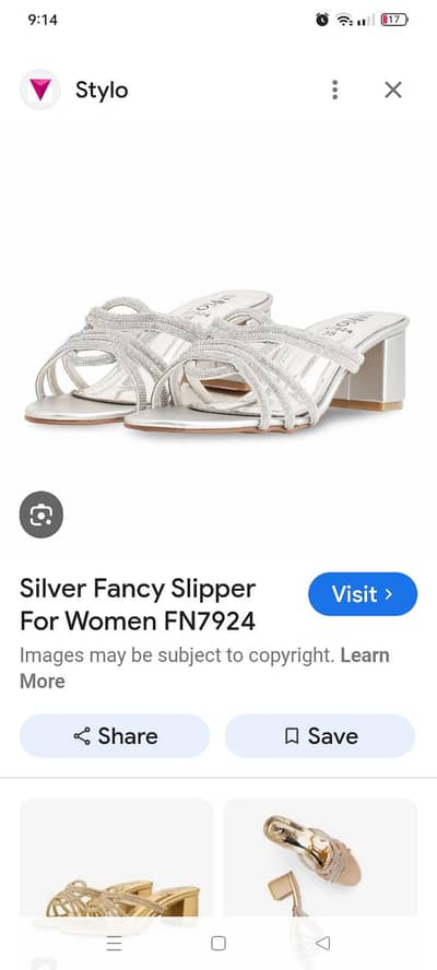 only 2 time use formal silver fancy slipper for women