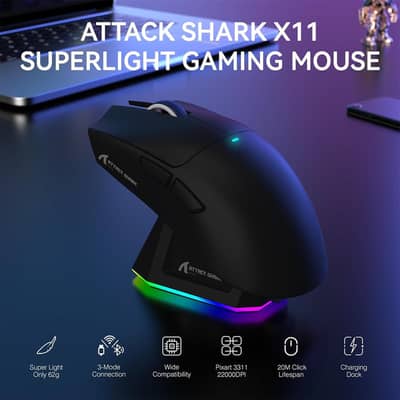 Attack Shark X11 Tri-Mode Ultra-lightweight Mouse (Wired & Wireless)