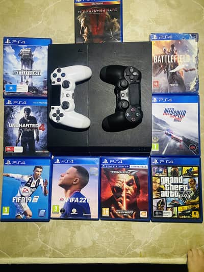 PS4 1 TB Non-Jailbreak With 9 DVD Games 2 controllers