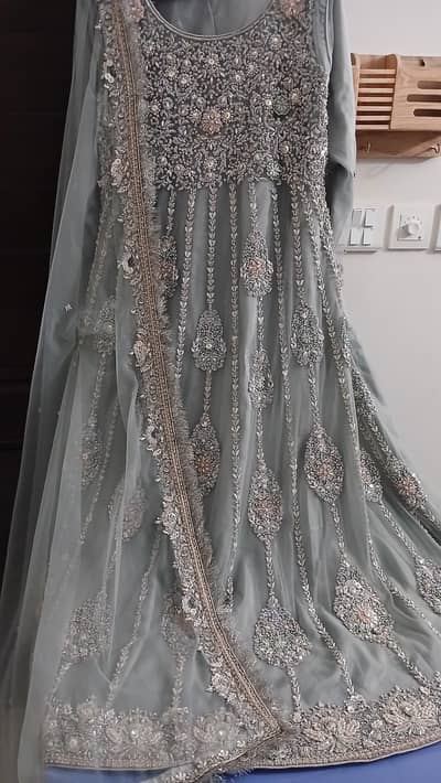 Bridal Luxury Heavy Walima Embellished Maxi with Dupatta size Medium