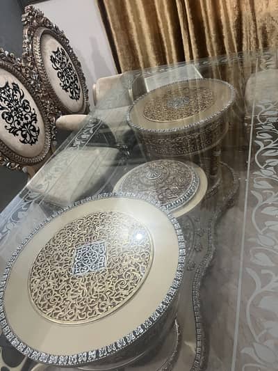 Slightly Used Royal Design Dining Table with 7 Chairs