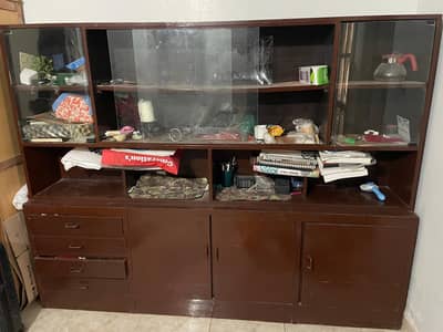 Wooden Display Cabinet / Divider with Glass Sliding Doors