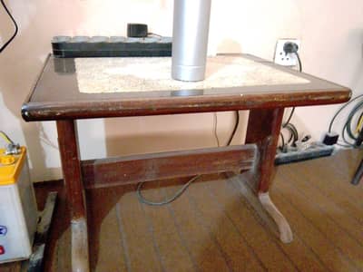 Urgent Sale – Brown Wooden Sofa Set & Glass Tables