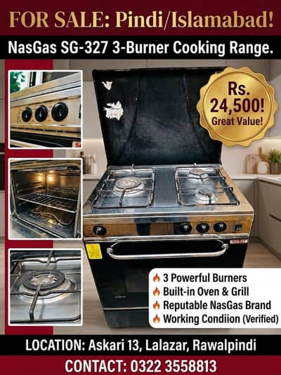 nasgas three burners cooking range