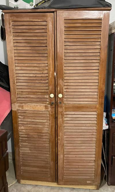 Wooden Wardrobe / Storage Cabinet with Louvered Doors