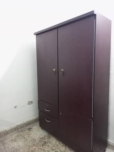 2 door wooden wardrobe with drawers for sale