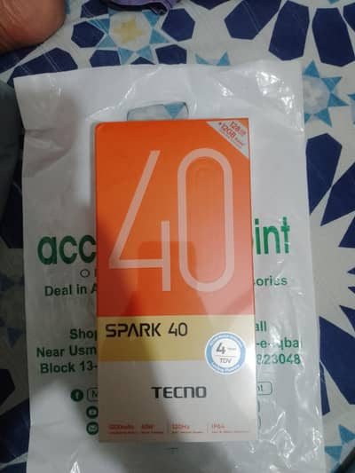 Tecno Spark 40 with box and Charger