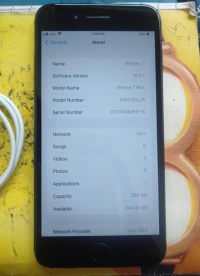 256gb official PTA approved finger camera ok with cable Back raff hain