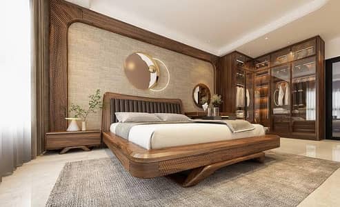Extra king size bed + 2 side tables + mattress extra king size