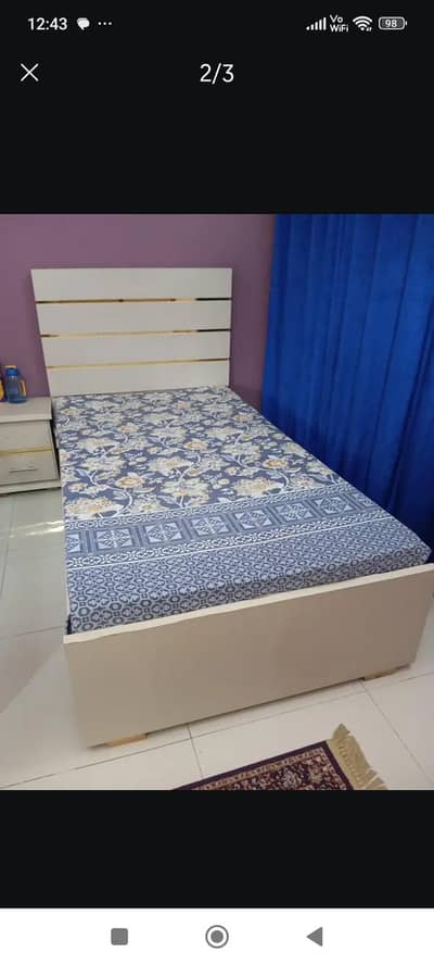 beige colour kids bedroom set with mattress