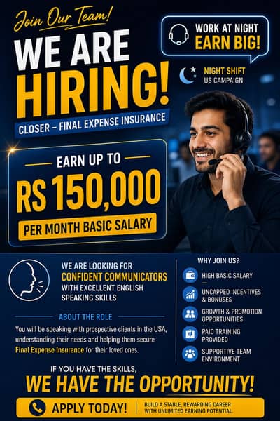 Job Offer For Closers ( Rs 150,000]
