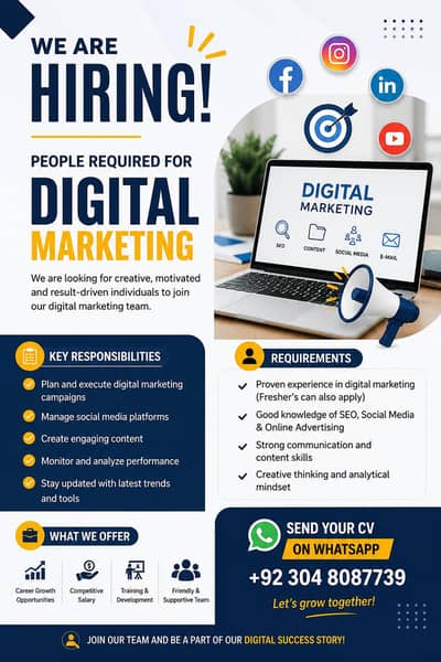 Digital Marketing Staff Required | Freshers Can Apply