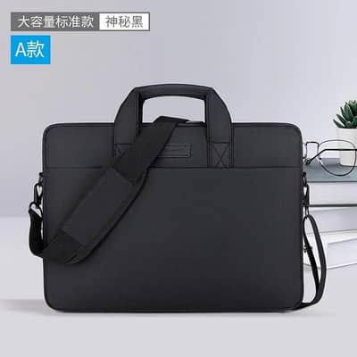 Black Laptop Bag for Men Women 15" with Shoulder Strap