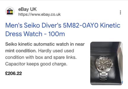 Seiko Kinetic watch like new