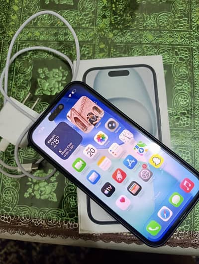 Iphone 15plus factory unlocked 128gb waterpack condition10by8 health85