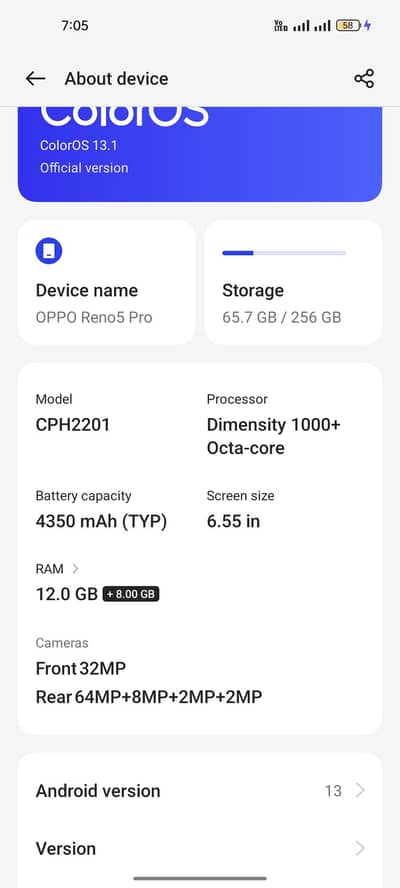 Oppo Reno 5 pro 5g 12+12/256 official pta approved