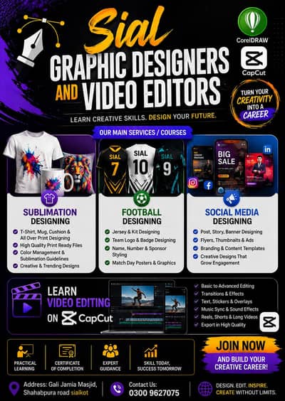 Graphic Designing and video editing online course.