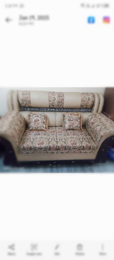 3 2 1 sofa set with cushions and 3 set  table(1 llarge & 2 small)