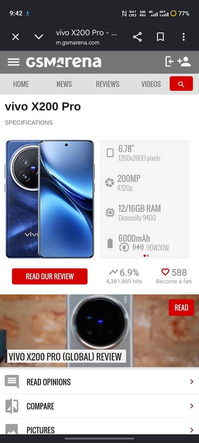 vivo x200pro official PTA with box and charger  world best camera phon