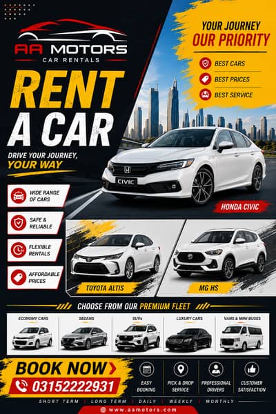 Rent a Car, , Car Rental, Self Drive, Honda civic, Toyota altus ,MG