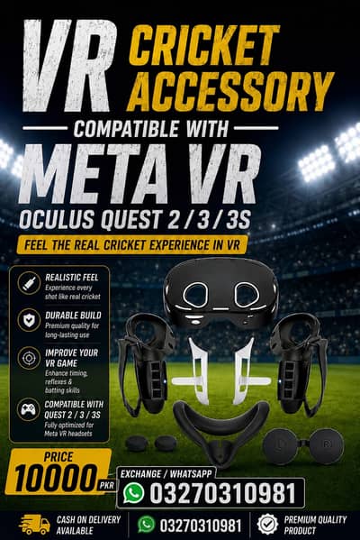vr cricket accessory for meta quest 2/3/3s oculus vr kit