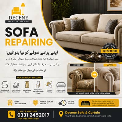 Sofa repair | Fabric change | Repairing seat repair | Furniture polish