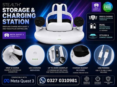 Meta Quest 3 Charging Dock | VR Storage & Charging Station