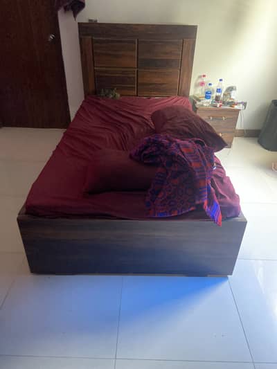Single Bed, side table and mattress