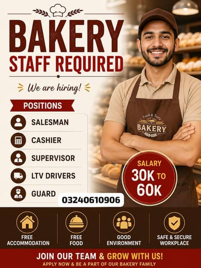 Need staff required in bakery