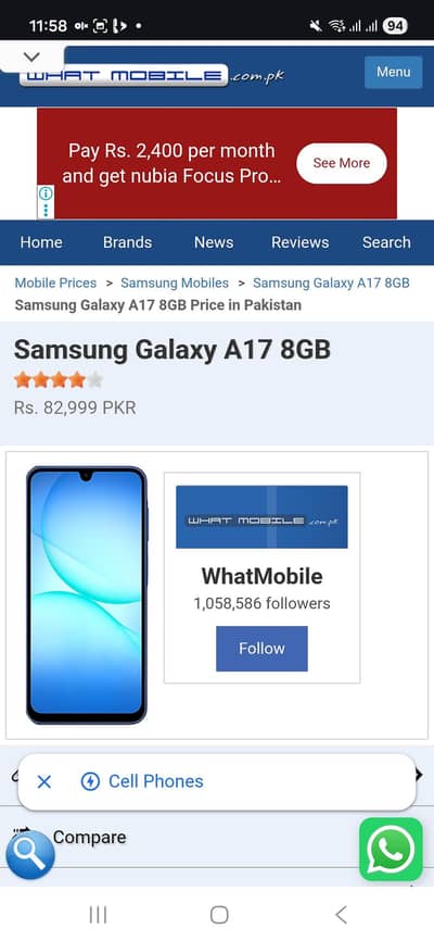 Samsung galaxy a17 8gb 256gb one month use complete warranty