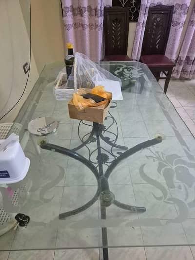Dining Table 6 Chairs glass table wooden chair