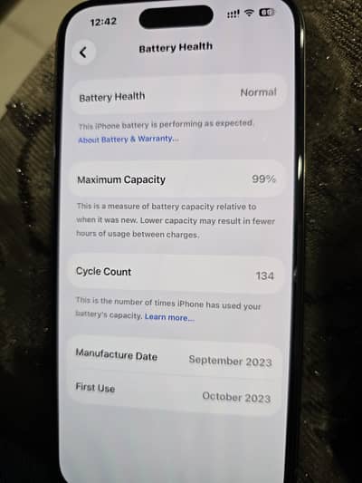 Iphone 15 Pro. PTA Approved. 99 % battery Health 10/10 Condition