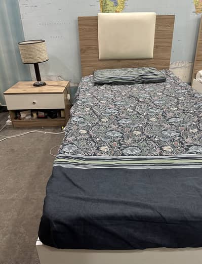 Modern Single Bed Set with Side Tables