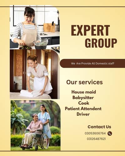House maid, Patient Attendent, Cook, Babysitter
