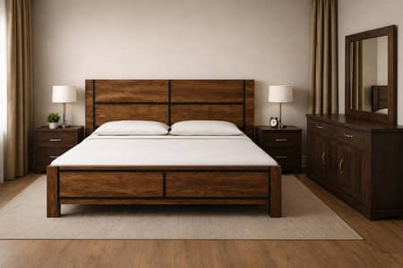 wooden bed set complete