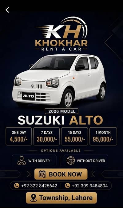 Suzuki Alto 2026 automatic available for rent a car