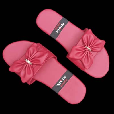 Women's flat Shoes pink bow pu leather Pakistan