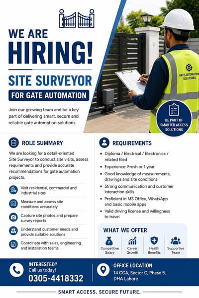 Hiring: Electrical/Electronics Surveyor/Site  Surveyor Gate Automation